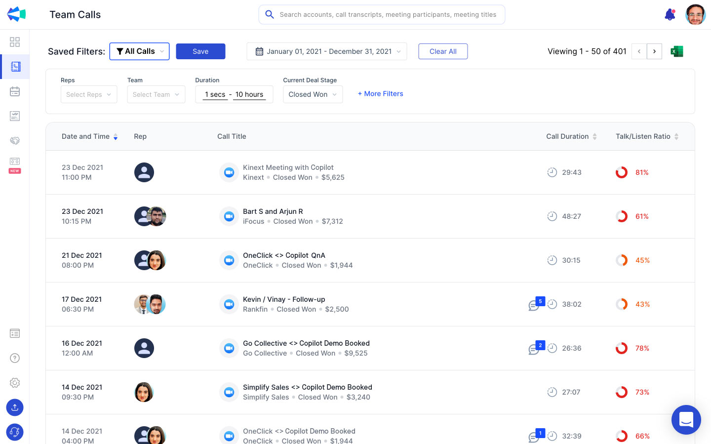 screenshot of Clari Copilot